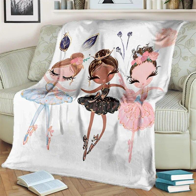 Милое 3D одеяло с изображением балета для девочек, балерины, феи, лебедя, единорога, мультяшное 3D одеяло, мягкое одеяло для дома, спальни, кровати, дивана, пикника, путешествий, детей