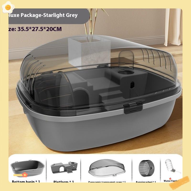 Легко моющийся домик для хомяка Закрытая прозрачная клетка Большая переносная вилла Полный набор аксессуаров для питомца для карликового хомяка