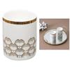 [A3493] - Ceramic Scented Candle 'Ginkgo Biloba' Golden White - 9x8 Cm (fig)