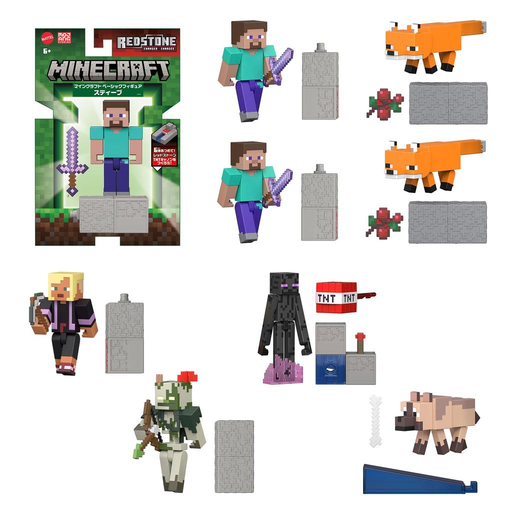 Mattel Набор базовых фигурок Minecraft A, 8 штук для детей от 6 лет, многоцелевой, GTP08-987A