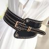 Personalized Design Rivet Wide Waistbands Adjustable Irregular Leather Belt  Skirt Accessories