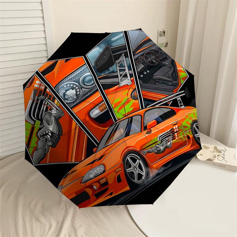 1PC car racing Umbrella-8-Rib Reinforced Portable Folding Travel Suitable for All Seasons Outdoor Daily Use -J0380