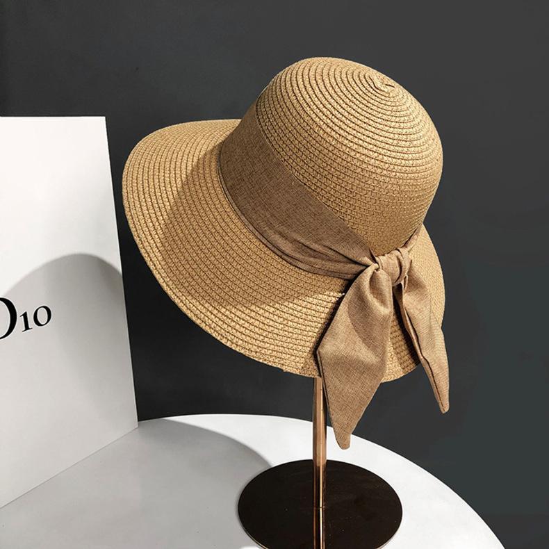 Straw Hat Female And Female Sunshade Summer Outing Beach Hat Bow Sun Hat Sunscreen Hat Versatile Large Brim