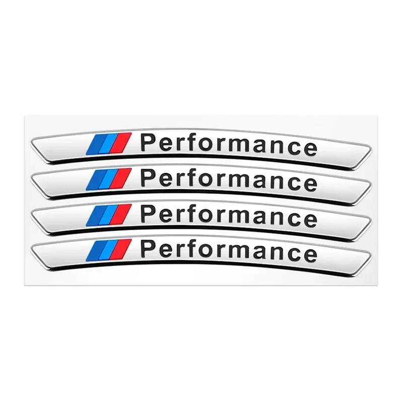 For BMW M Logo Performance F10 F31 E36 E39 E87 E90 G01 G20 G30 X3 X5 M3 M5 X2 X4 X6 4Pcs Car Wheel Hub Edge Sticker Emblem Badge