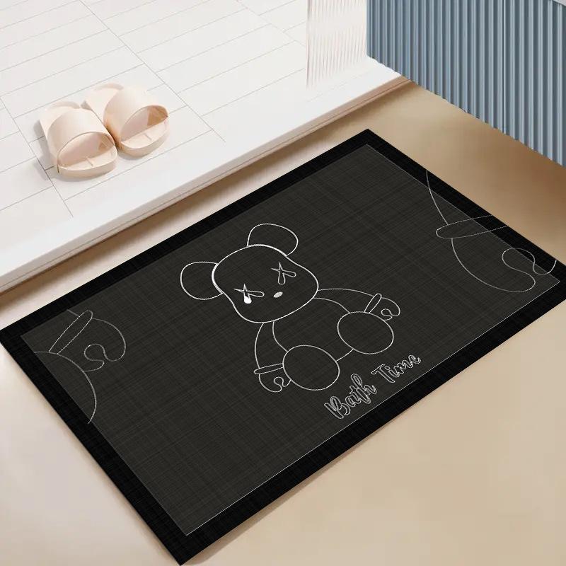 1 шт. Коврик для ванной с мультяшным рисунком, Впитывающий коврик для пола для ванной, Быстросохнущий коврик для ног с нескользящей основой для двери ванной, Коврик для входной двери