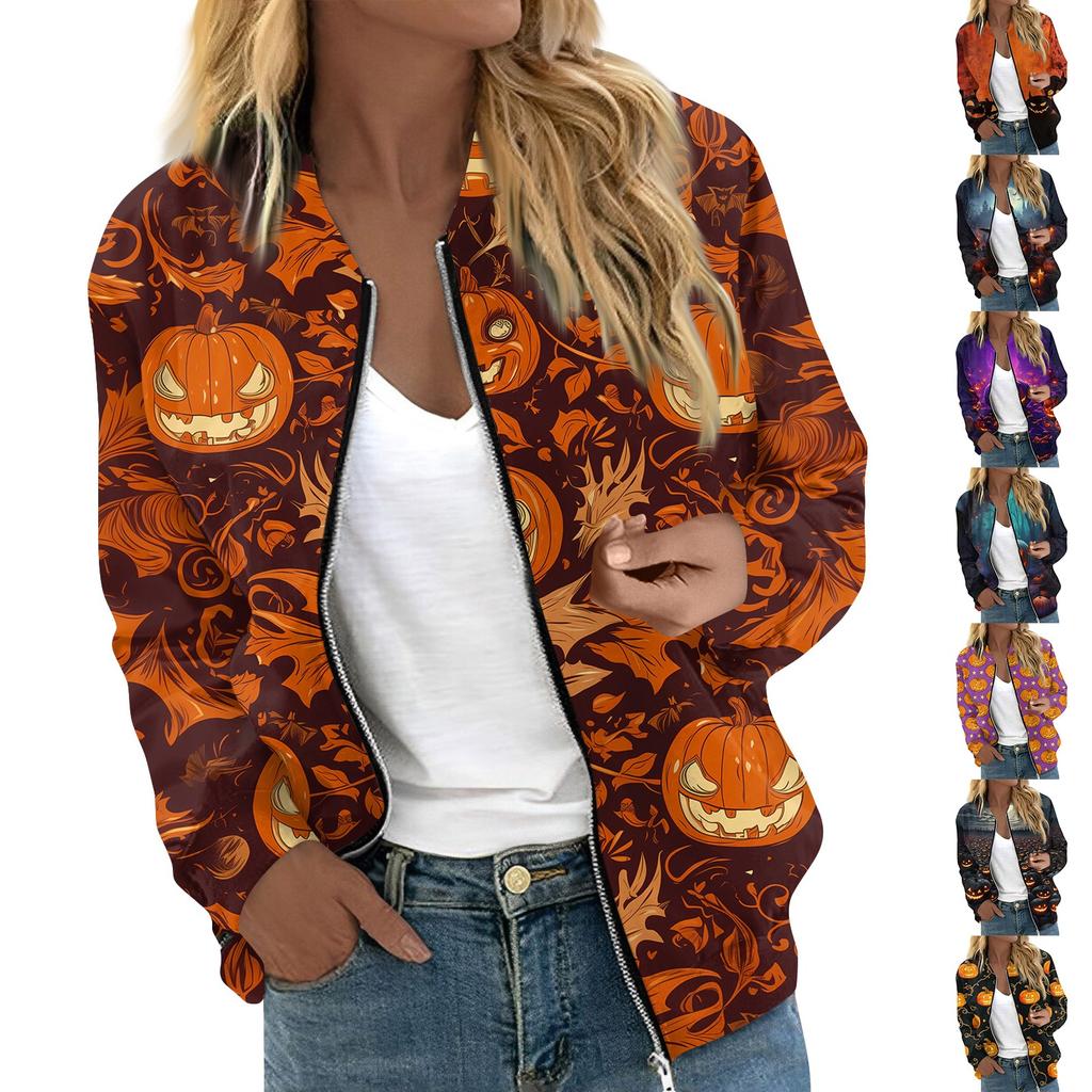 Женская верхняя одежда с длинным рукавом и принтом, повседневные топы на молнии, кардиган, рубашка, тонкая куртка для женщин