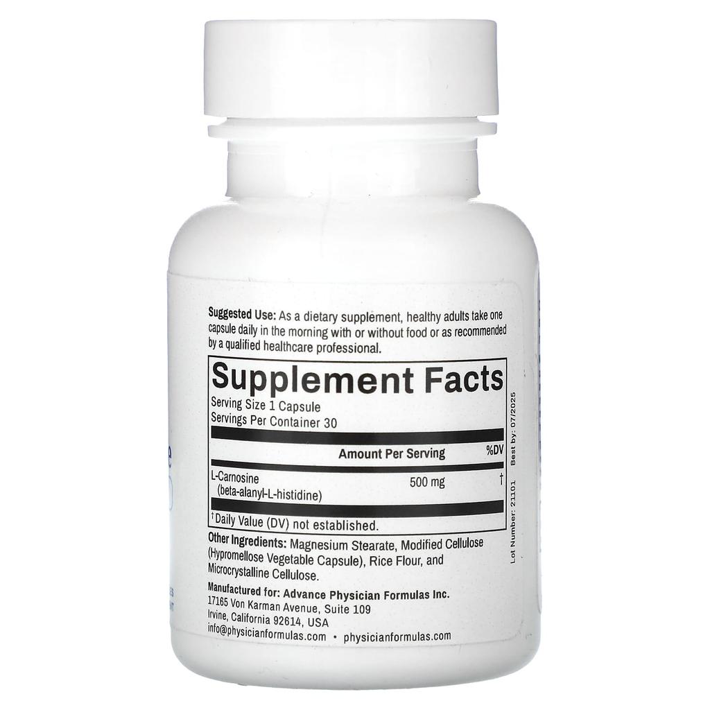 L-Carnosine, 500Mg, 30 Capsules