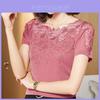 Летняя футболка с коротким рукавом, кружевной отделкой и вышивкой для элегантных женщин