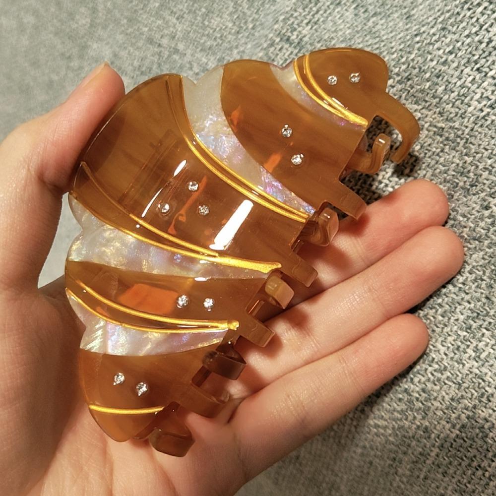 Coffee Croissant Hair Claw Korean Style Acetic Acid Shark Clip Cute French Crab Clip Daily