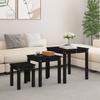 VidaXL Nesting Tables 3 Pcs Black Solid Pine Wood 824977