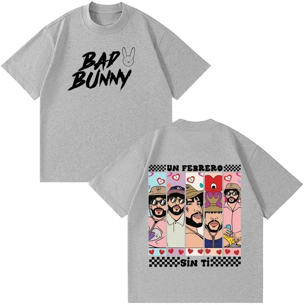 Bad Bunny Fashion Print Unisex Casual Short Sleeve Loose Fit Pure Cotton Hip Hop Plus Size TShirt Women And Unisex Fashion TShirt