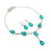 Natural Indicolite Tourmaline Gemstone 925 Sterling Silver Jewelry Set z1D67