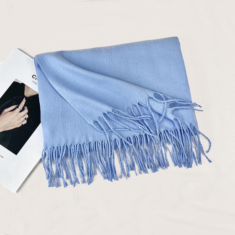 Autumn and Winter New Solid Color Scarf Imitation Cashmere Scarf Women's Warm Shawl Scarf