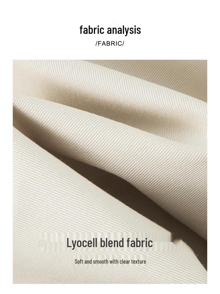 Женские брюки из лиоцелла и хлопка темно-синего цвета на осень 2025 года - с высокой посадкой, облегающие, повседневного прямого кроя