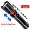 Сверхмощный фонарик 60 Вт, перезаряжаемый через USB, встроенный аккумулятор, телескопический зум, ручной фонарик для улицы, аварийное освещение
