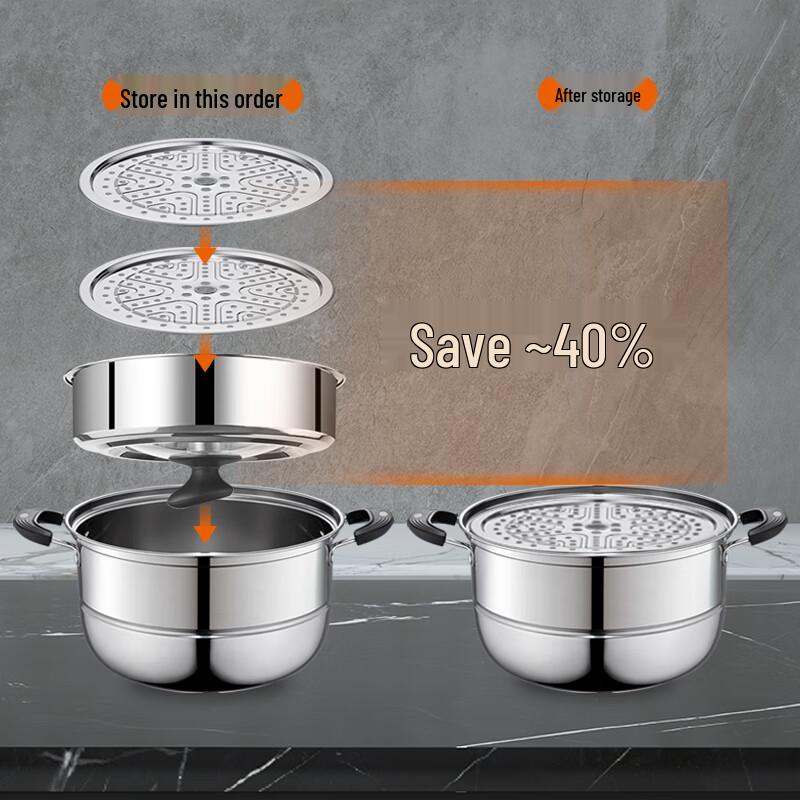 Двухъярусная пароварка BSITN из нержавеющей стали, 30 см