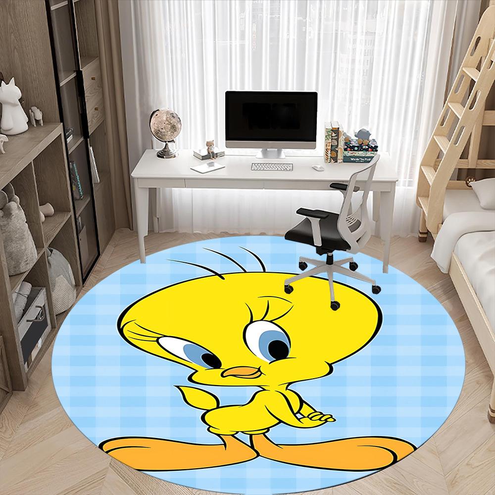 1 шт. Коврик Looney Tunes Птичка Твити, Круглый коврик для офиса, Под офисные стулья, Спальня, Гостиная, Декор для дома a1022308