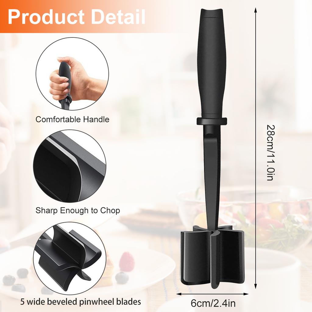 4/1PCS Meat Chopper Masher for Ground Beef and Hamburger Meat, Heat Resistant Curved Blades Ground Beef Smasher Potato Masher