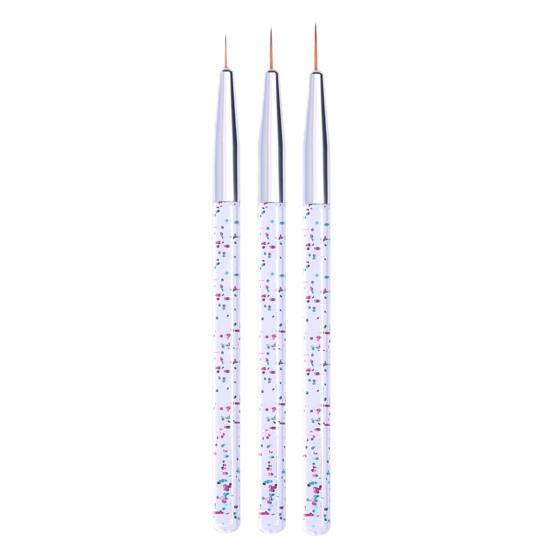 3Pcs/Set Nail Painting Pen Colorful Surface Ergonomics Handle Ultra Thin Flower Design Stripes Lines Liner DIY Drawing Pen for Manicure