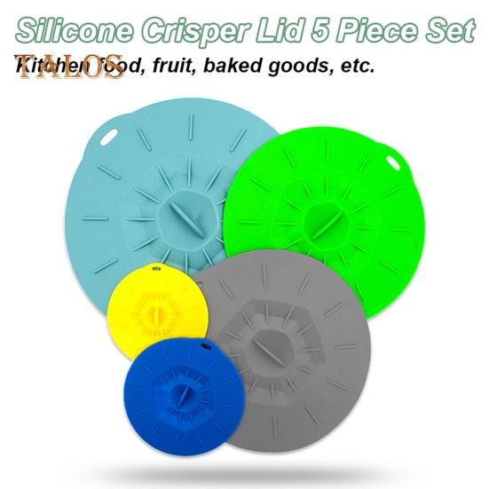 5 шт. силиконовых крышек для еды, герметичные многоразмерные крышки для мисок, кастрюль, сковородок, термостойкие крышки для сковородок, безопасные для микроволновой печи