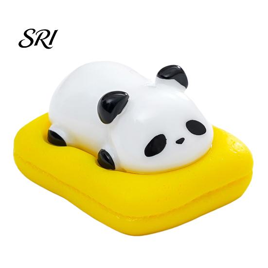Resin Miniature 3 Pcs Mini Sleeping Animal on Pad Figurines Cute Kitten Panda Collectible Figurine Elephant Capybara Sculpture for DIY Crafts
