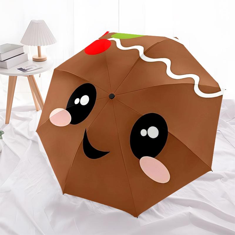 Gingerbread Man Themed Travel Umbrella-8 Ribs Automatic Opening and Closing, Portable Folding Design, Compact and Stylish Umbrella Suitable