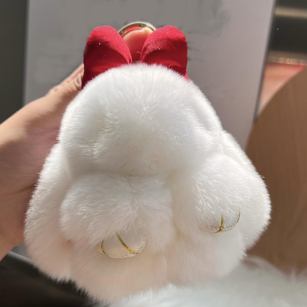 Bunny Pendant Keychain with Tin Box Rabbit Shape Fur Keychain Fluffy Bag Car Charm Key Ring Jewelry For Car Bags Backpacks Gift