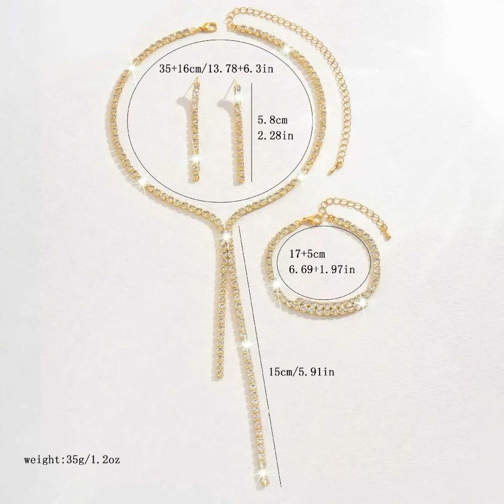 4 шт. Изысканный набор ювелирных изделий: ожерелье, серьги, браслет. Сверкающий набор с кристаллами. Свадебная вечеринка