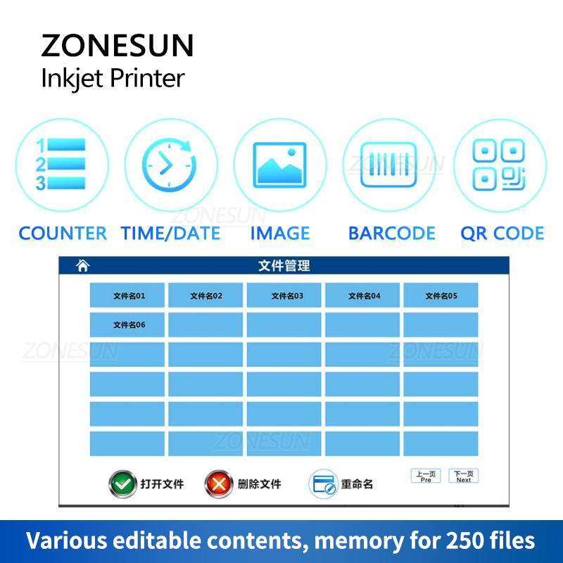 ZONESUN ZS-TIP127 Digital 12.7mm QR Barcode Logo Printer Tabletop Inkjet Date Coding Machine Portable Batch Expiry Serial Number