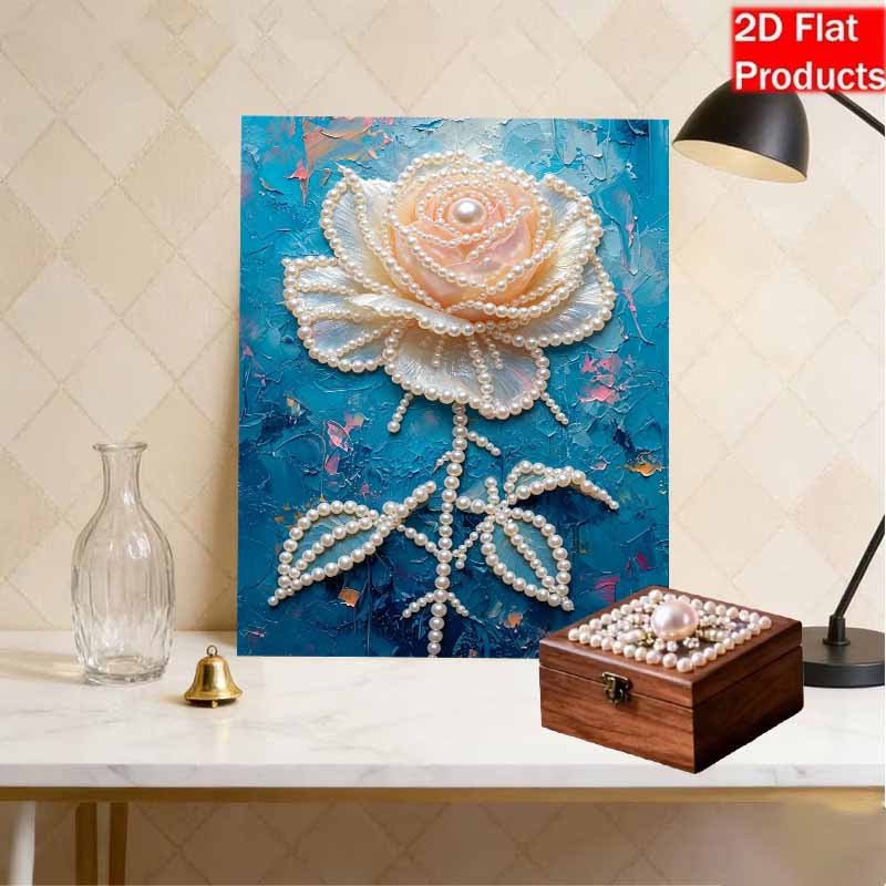 Набор для DIY-рисования жемчугом без рамки «Элегантное цветение розы» 3D-картина из блестящих бусин на холсте Расслабляющее рукоделие для взрослых Декор для стены дома Подарок