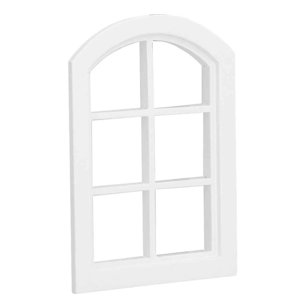Dollhouse Windows Mini Miniature Dollhouse Arched Window Furnishings with 6 PanesWhite