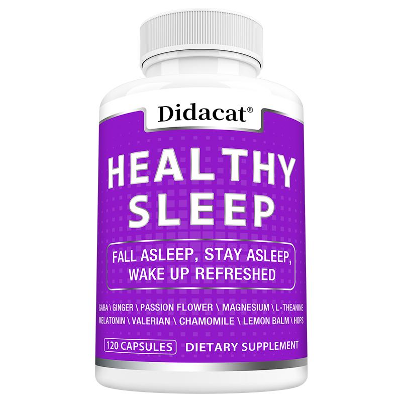 Didacat Sleep Support Supplement, with Melatonin 8mg, Valerian, GABA & L-Theanine, 120 Caps