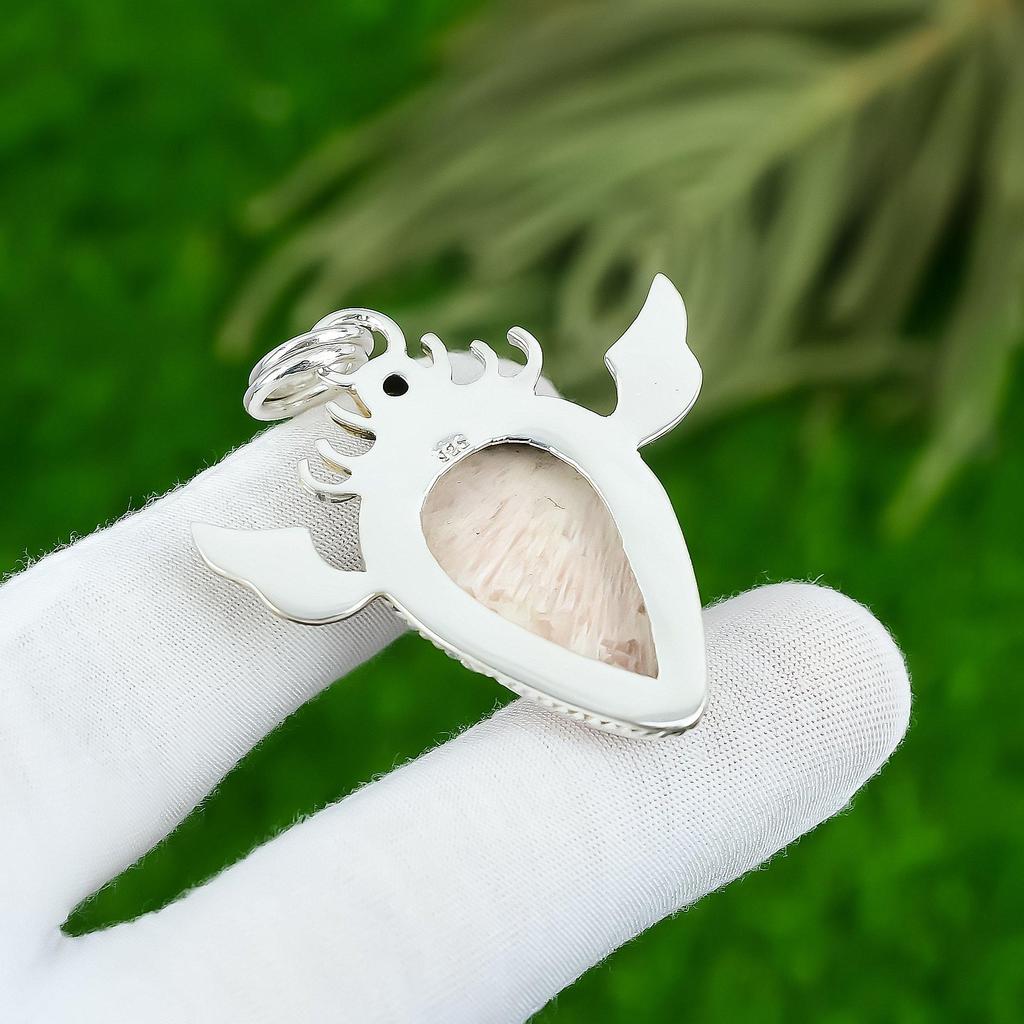 Friendship Day Sale Sterling Silver Natural Scolecite Peridot Artisan Pendant