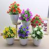 1PC Artificial Five-Leaf Plum Small Potted Plant Tree - Indoor/Outdoor Easy Care Fake Flower Greenery for Home Decor