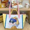 Портативная сумка через плечо большой вместимости с мультяшным комиксом, женская сумка, милая повседневная универсальная холщовая сумка-тоут для занятий для студенток