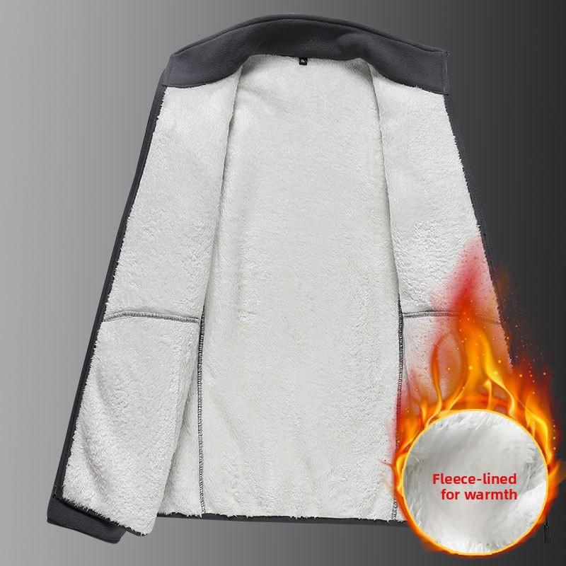 Флисовая куртка большого размера для мужчин Зимняя толстовка из полар-флиса Оверсайз Деловая куртка Джентльмен Стойка воротник