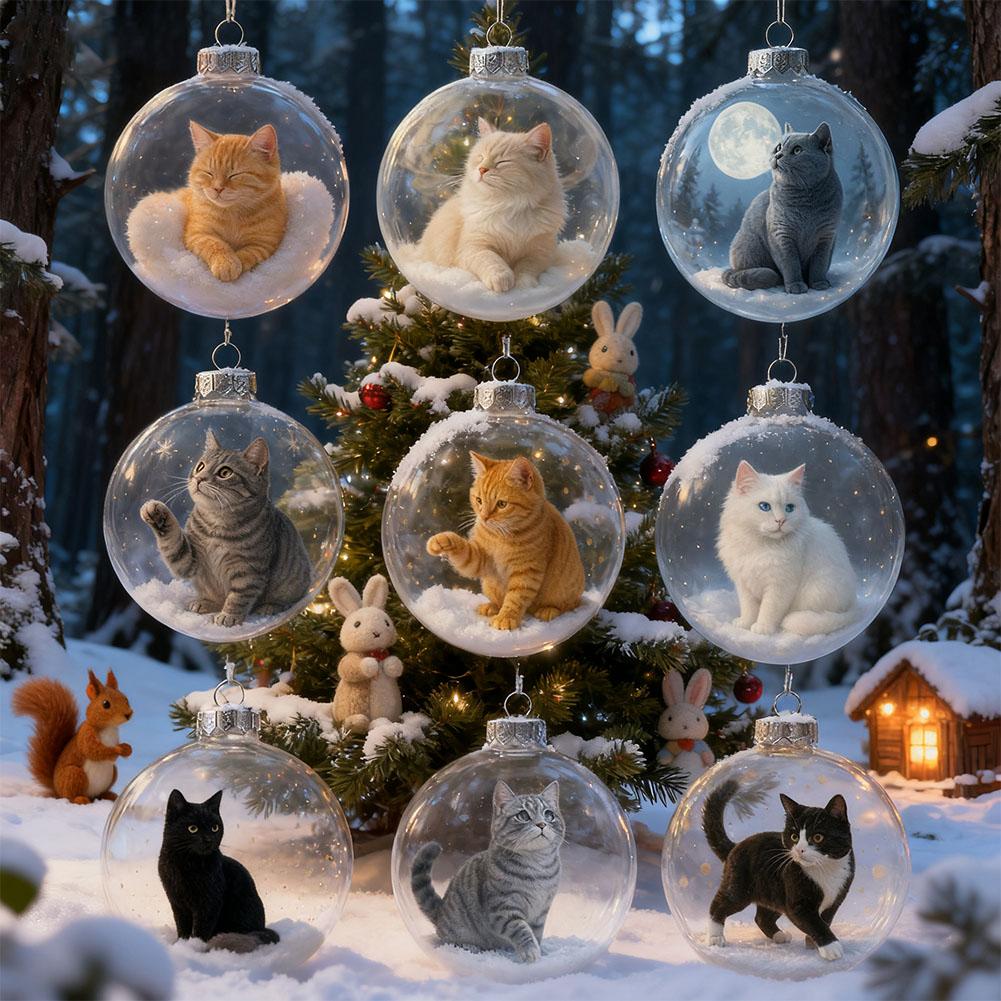 Кристальный шар с кошкой Украшение Кошка Однотонный шар DIY Год Креативные сменные колпачки Акрил Новый Рождественский подвес Ba R4Z6