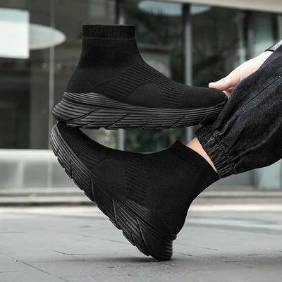 Модные Дышащие Черные Каблуки на Толстой Подошве Для Женщин Платформа Женские Лоферы Туфли на Высоком Каблуке Женские Кроссовки Спорт Аутентичный Стильный