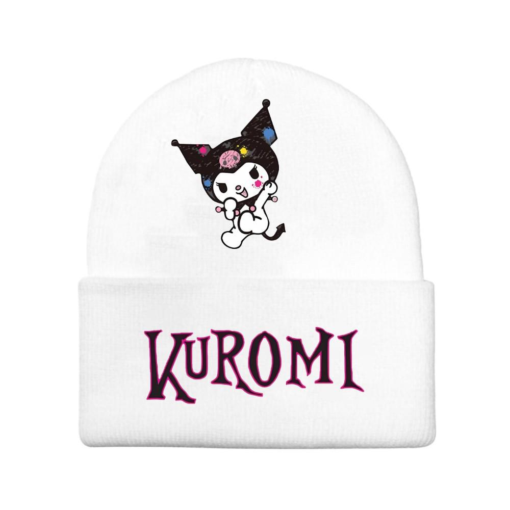 Вязаная шерстяная шапка Kuromi для детей - Мультяшный принт, Теплая, Защита ушей, Идеально подходит для осени и зимы