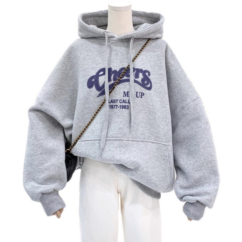 Женское худи на флисовой подкладке: Ульчжан Свободный крой, Корейский стиль, Тренд Осень/Зима 2025.