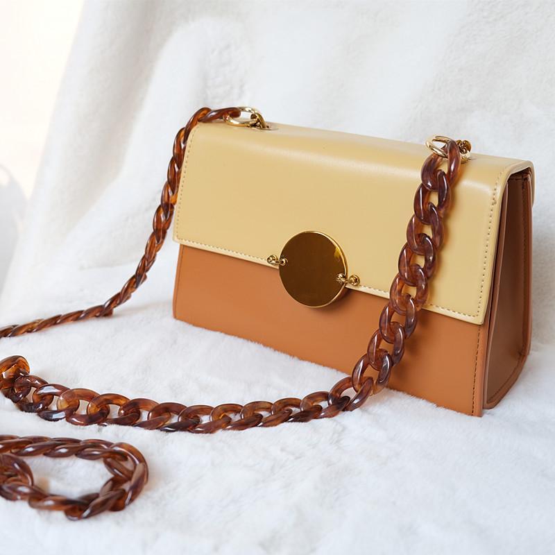 Acrylic Chunky Bag Chain 1Pc Gold Metal Clasp Lightweight Marbled Colors Strap for Tote Bag Purse DIY Craft