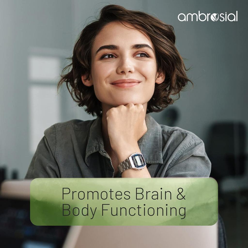 AMBROSIAL Magnesium Complex Food Supplement Increases Muscle Functions Reduces Tiredness Boosts Energy Levels 60 Vegan Capsules