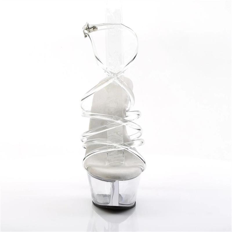 Летние тонкие каблуки с пряжкой из кожи с круглым носком, прозрачные французские туфли на очень высоком каблуке 15 см, модные женские босоножки