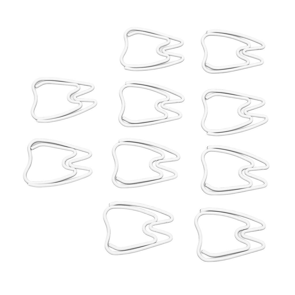 100pcs Paper Clips Cute Tooth Shape Rustproof Electroplated Metal Small Paper Clips for Office Schoo