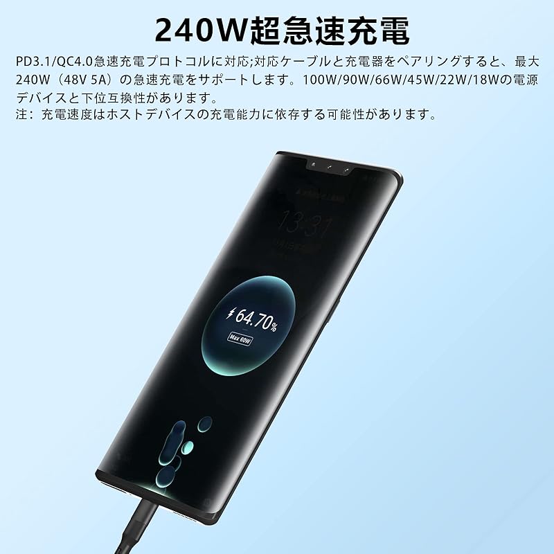 Thunderbolt 4 Cable 0.2m USB4 Compatible Popolier [USB-IF Certification / 240W Output 40Gbps High Speed Data Transfer /8K@60Hz Video Output ]