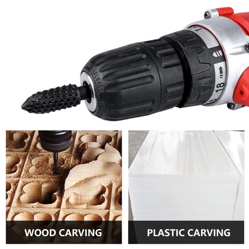 Эффективный набор ротационных рашпилей с шестигранным хвостовиком для профессиональной резьбы по дереву, скульптурирования и детальной отделки в деревообработке.