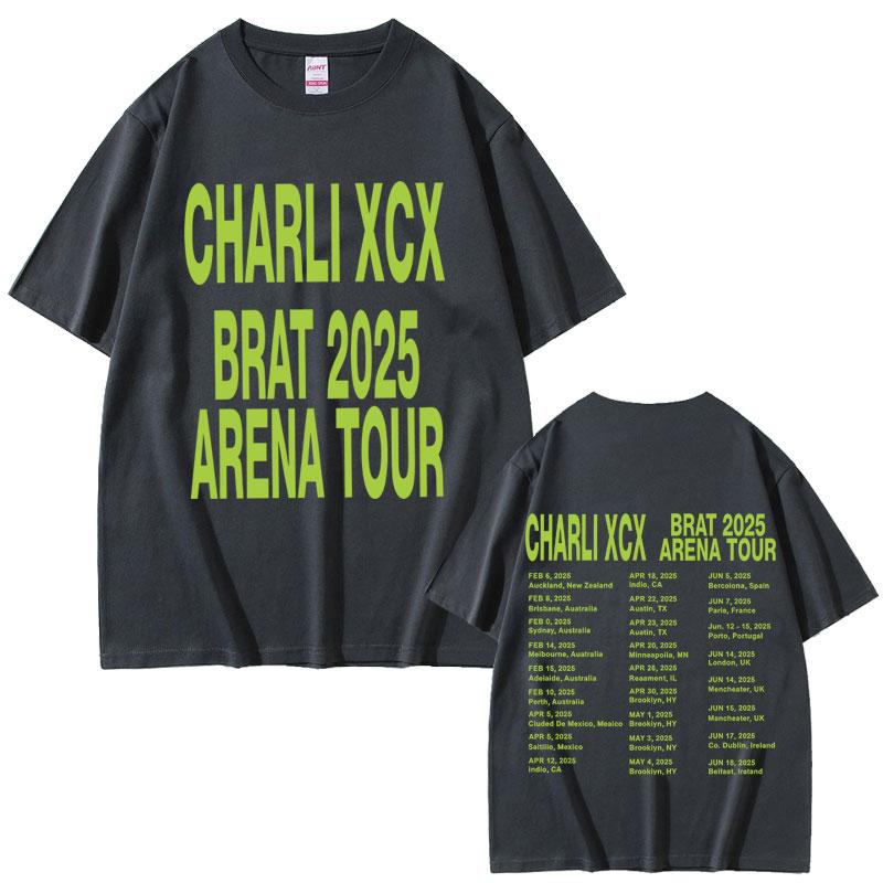 Charli Xcx Brat 2025 Арена Тур Футболки Унисекс Женская Мода Поп Музыка Футболки Хлопок Оверсайз Короткий Рукав Футболка Уличная Одежда