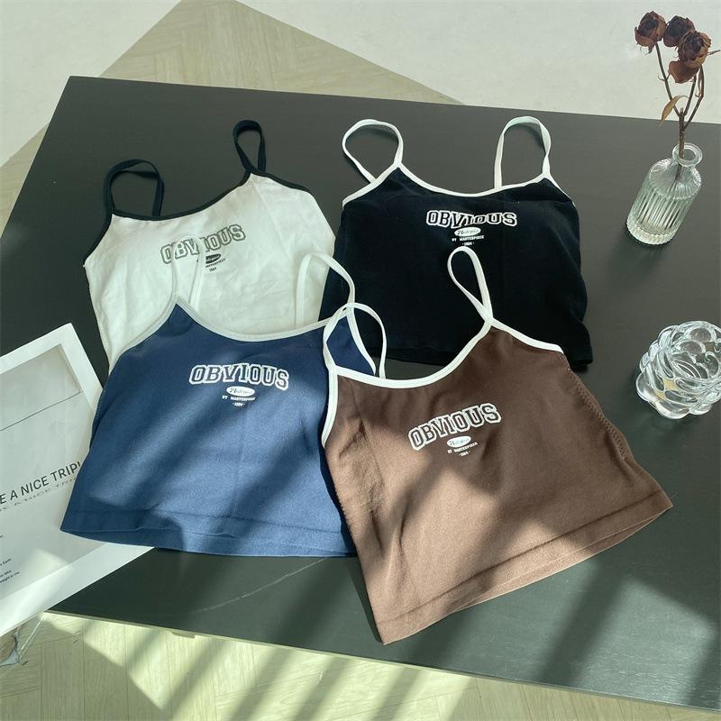 Alphabet Spice Sports Camisole Girly Girl с бюстгальтером-прокладкой под майкой, чтобы предотвратить обнажение и носить короткий топ