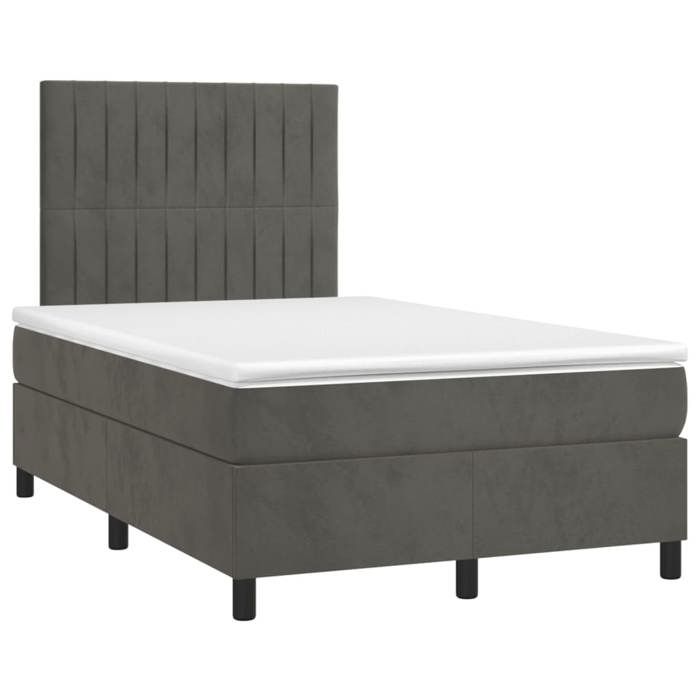Cadre de lit avec matelas - Maison Exclusive - 120x200cm - Velours gris foncé - 2 places