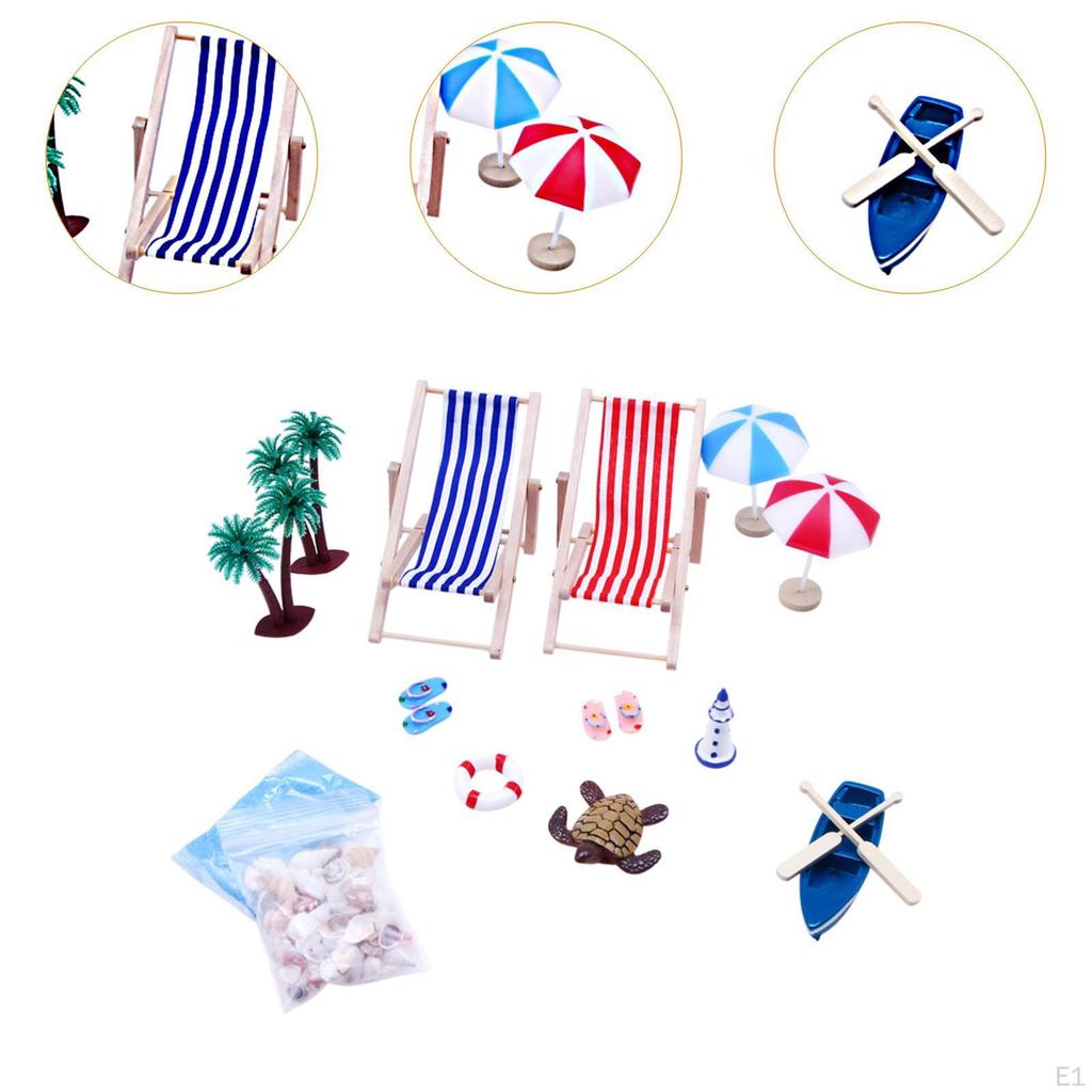 Beach Miniature Dollhouse Decoration Outdoor Accessories Life Scene Set Pool Cake Topper